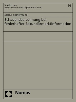 cover image of Schadensberechnung bei fehlerhafter Sekundärmarktinformation